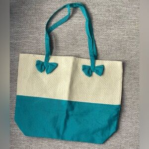 Elegant Teal and Cream Tote Bag